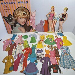 Hayley Mills Paper Dolls That Darn Cat & Moon Spinners Wardrobe Whitman Disney